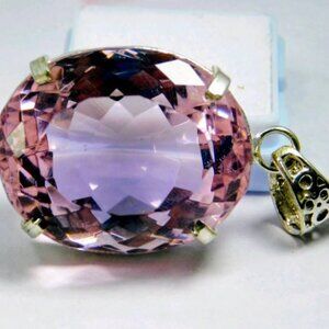 Certified 101.20 Ct Brazilian Pink Kunzite Pendant Oval Cut Gemstone BG#98